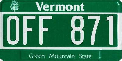 VT license plate OFF871