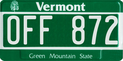 VT license plate OFF872