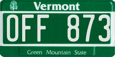 VT license plate OFF873