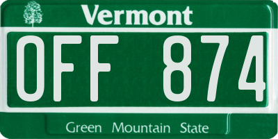 VT license plate OFF874