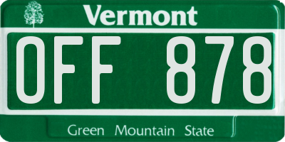 VT license plate OFF878