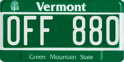 VT license plate OFF880