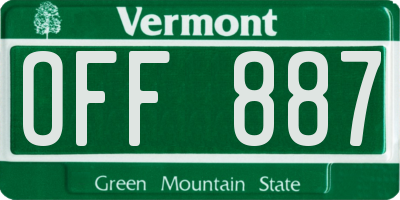 VT license plate OFF887