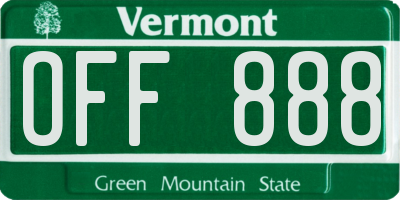 VT license plate OFF888