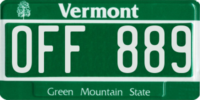 VT license plate OFF889