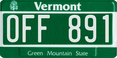 VT license plate OFF891