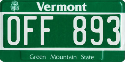 VT license plate OFF893