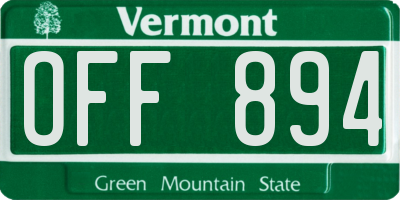 VT license plate OFF894