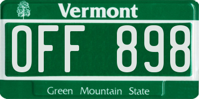 VT license plate OFF898