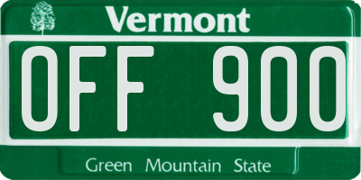 VT license plate OFF900