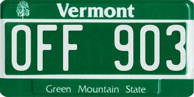 VT license plate OFF903