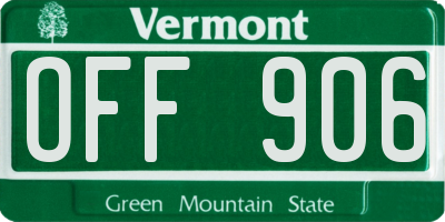 VT license plate OFF906