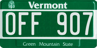 VT license plate OFF907