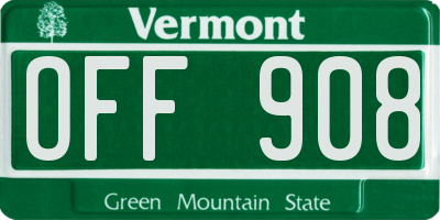 VT license plate OFF908