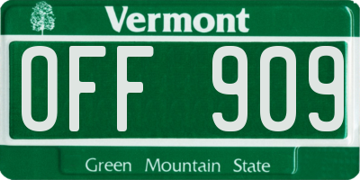 VT license plate OFF909