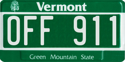 VT license plate OFF911