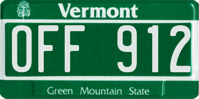 VT license plate OFF912