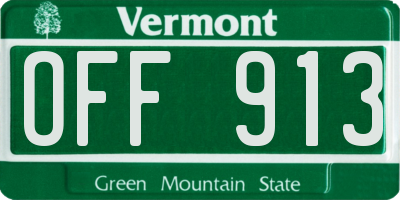 VT license plate OFF913