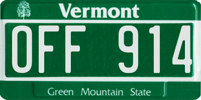 VT license plate OFF914