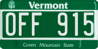 VT license plate OFF915