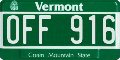 VT license plate OFF916