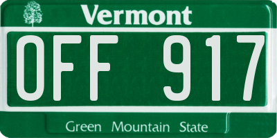 VT license plate OFF917