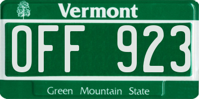 VT license plate OFF923