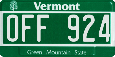VT license plate OFF924