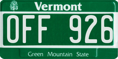 VT license plate OFF926