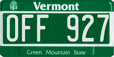 VT license plate OFF927