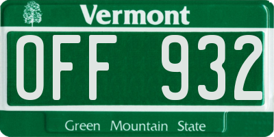 VT license plate OFF932