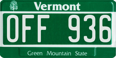 VT license plate OFF936