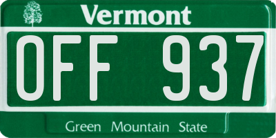 VT license plate OFF937