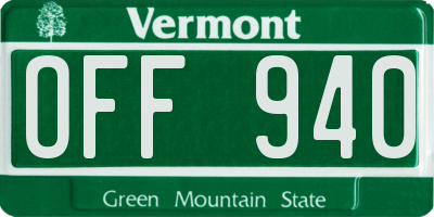 VT license plate OFF940
