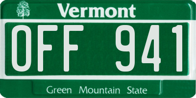 VT license plate OFF941