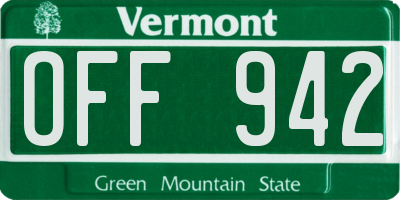 VT license plate OFF942
