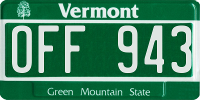 VT license plate OFF943