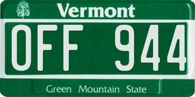 VT license plate OFF944
