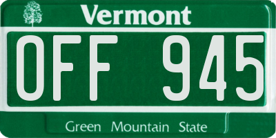 VT license plate OFF945