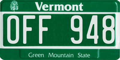 VT license plate OFF948