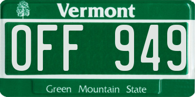 VT license plate OFF949