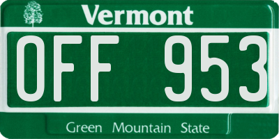 VT license plate OFF953