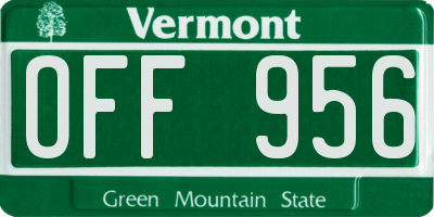 VT license plate OFF956