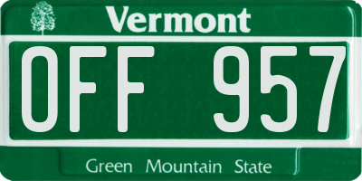 VT license plate OFF957