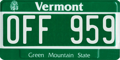 VT license plate OFF959