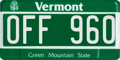 VT license plate OFF960