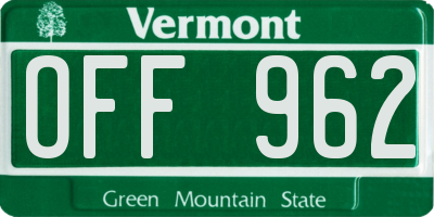 VT license plate OFF962