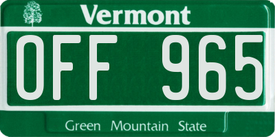 VT license plate OFF965