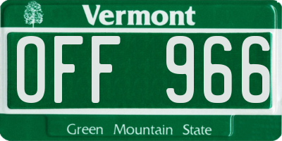 VT license plate OFF966