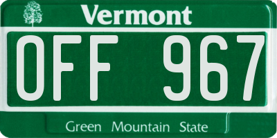 VT license plate OFF967